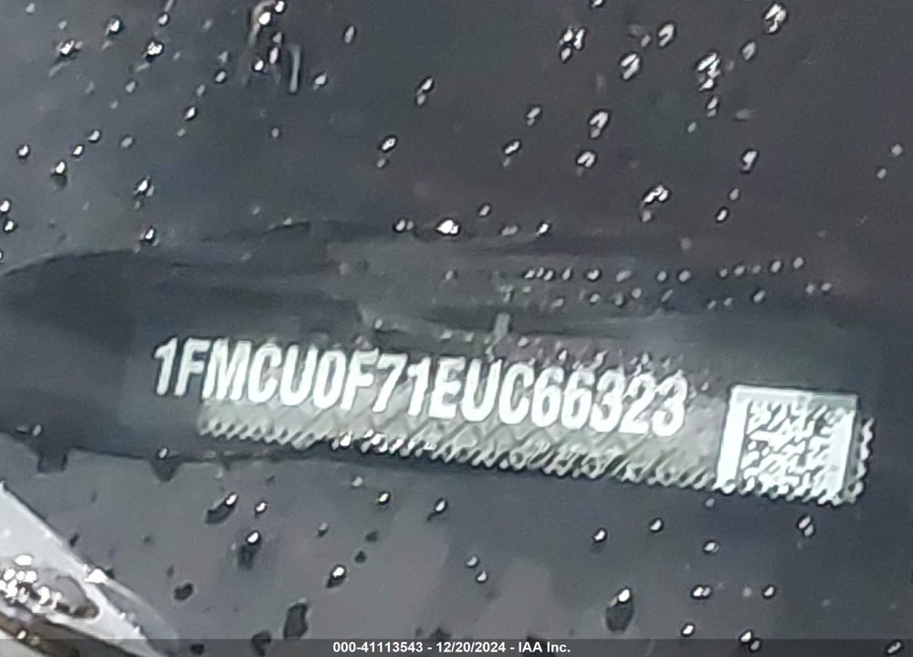 2014 FORD ESCAPE S VIN: 1FMCU0F71EUC66323