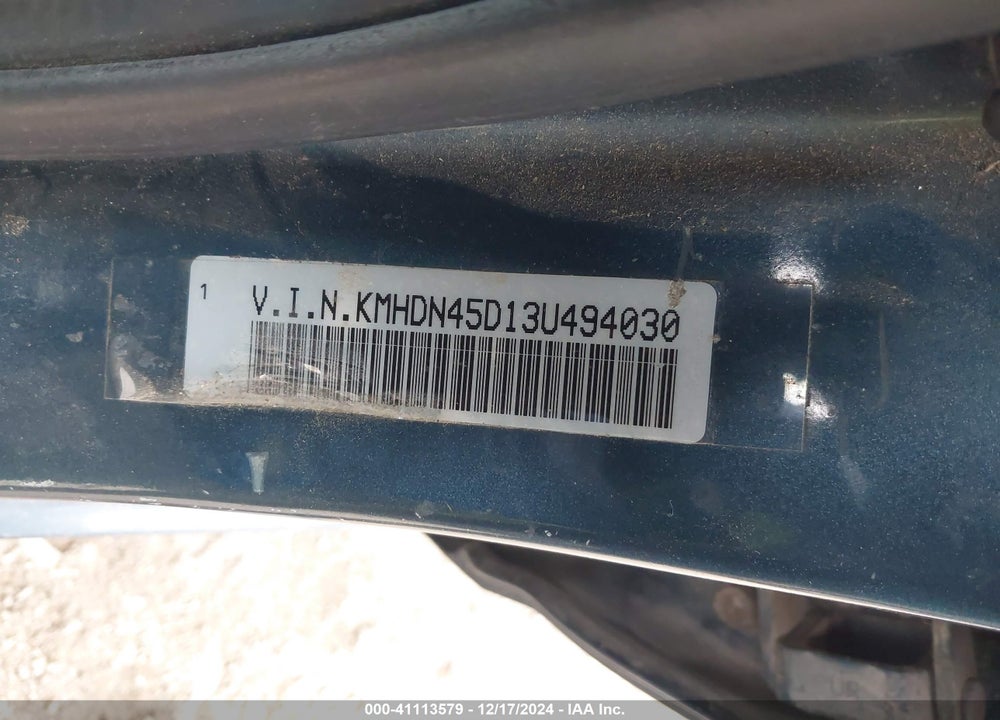 2003 HYUNDAI ELANTRA GLS/GT VIN: KMHDN45D13U494030