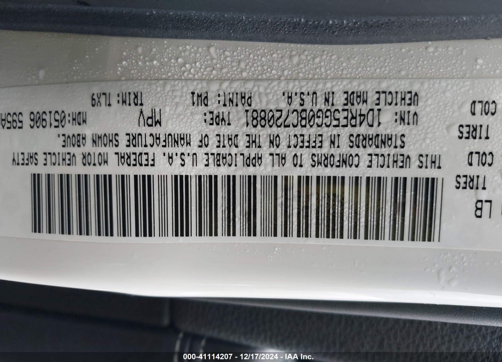 2011 DODGE DURANGO CITADEL VIN: 1D4RE5GG0BC720881
