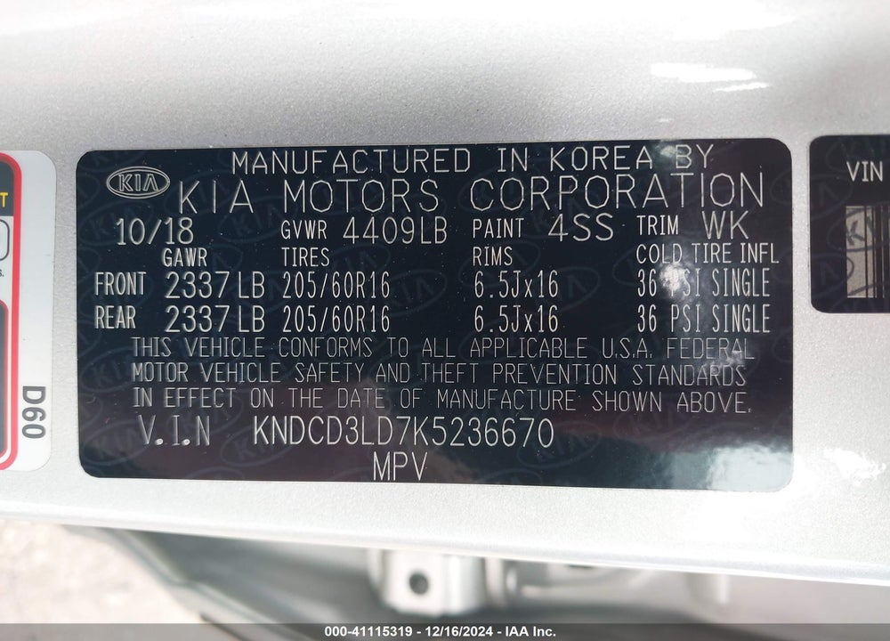 2019 KIA NIRO PLUG-IN HYBRID EX VIN: KNDCD3LD7K5236670