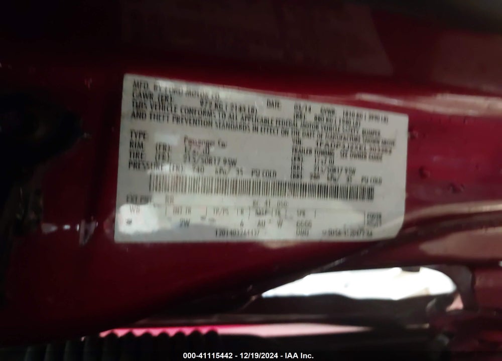 2014 FORD FOCUS VIN: 1FADP3J2XEL303362