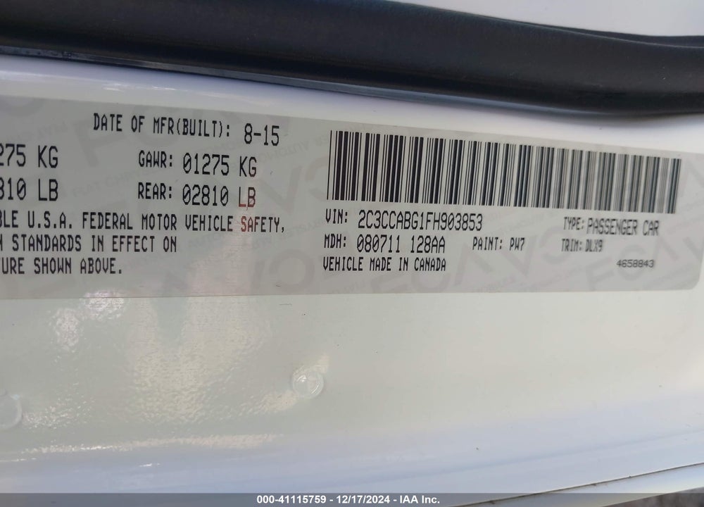 2015 CHRYSLER 300 300S VIN: 2C3CCABG1FH903853