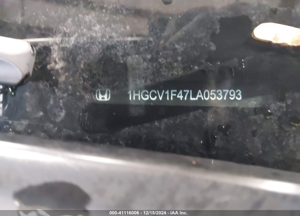 2020 HONDA ACCORD VIN: 1HGCV1F47LA053793
