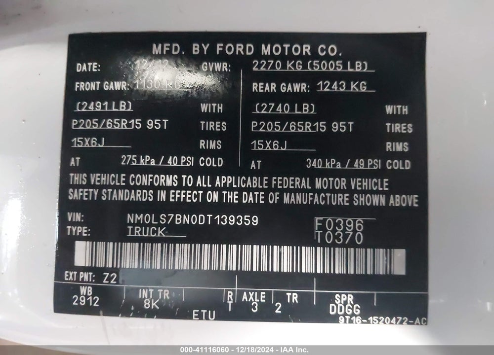 2013 FORD TRANSIT CONNECT XLT VIN: NM0LS7BN0DT139359