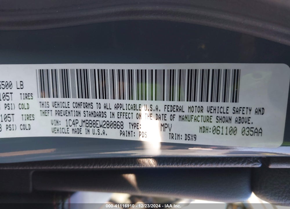 2014 JEEP CHEROKEE TRAILHAWK VIN: 1C4PJMBB8EW280868