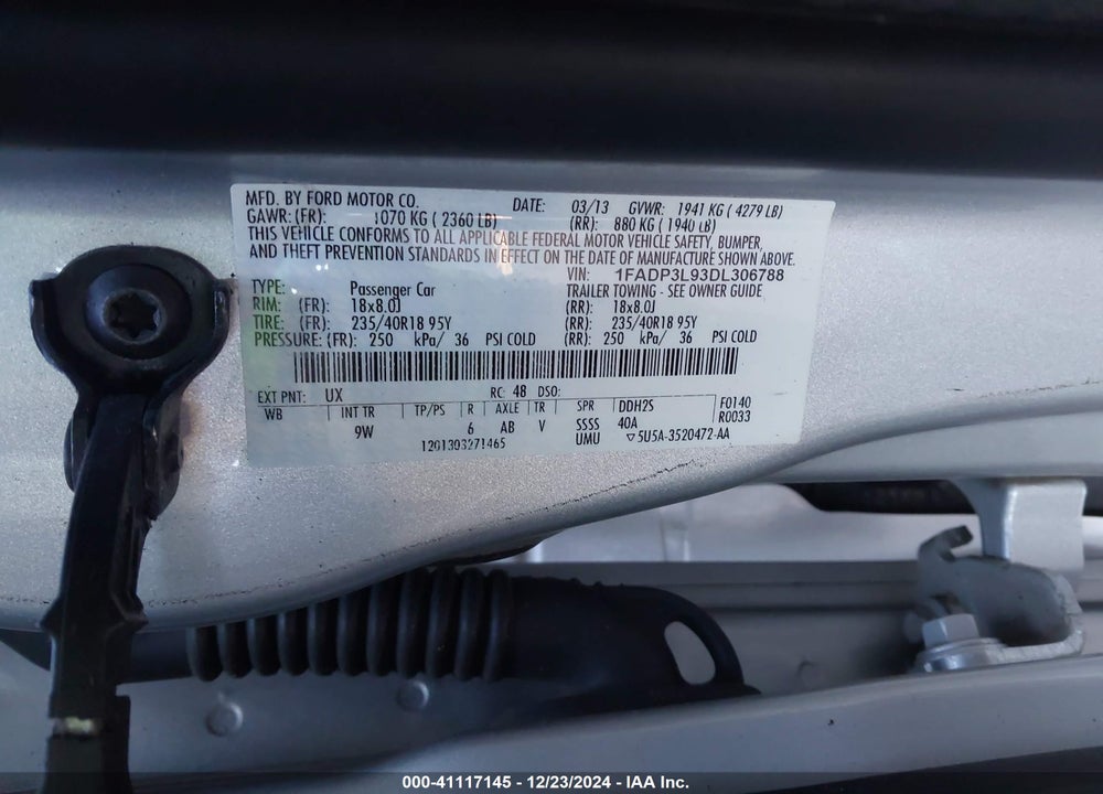 2013 FORD FOCUS ST VIN: 1FADP3L93DL306788
