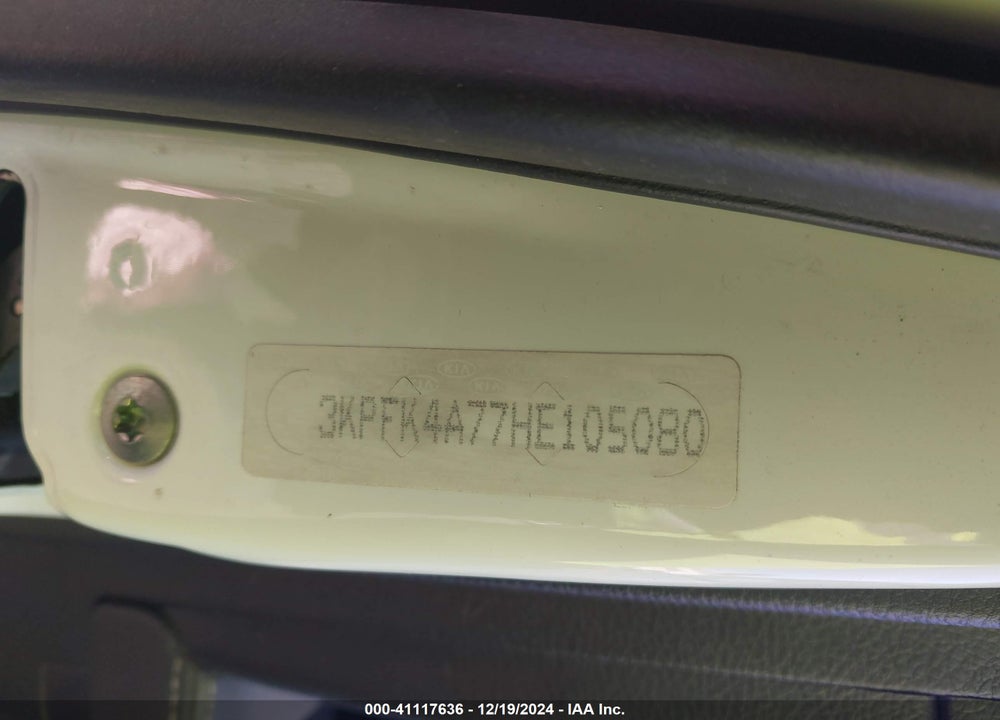 2017 KIA FORTE VIN: 3KPFK4A77HE105080