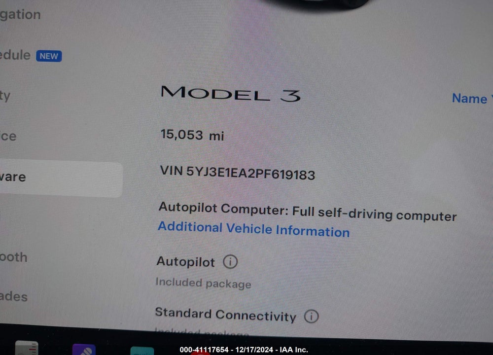 2023 TESLA MODEL 3 REAR-WHEEL DRIVE VIN: 5YJ3E1EA2PF619183
