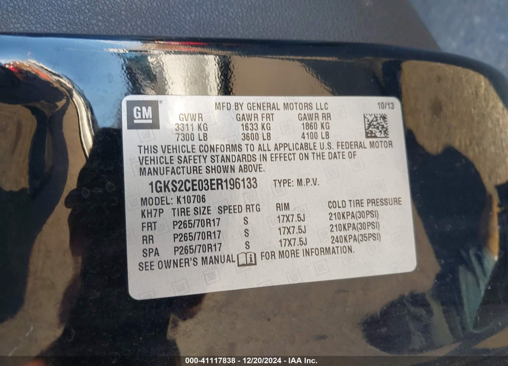 2014 GMC YUKON SLT VIN: 1GKS2CE03ER196133