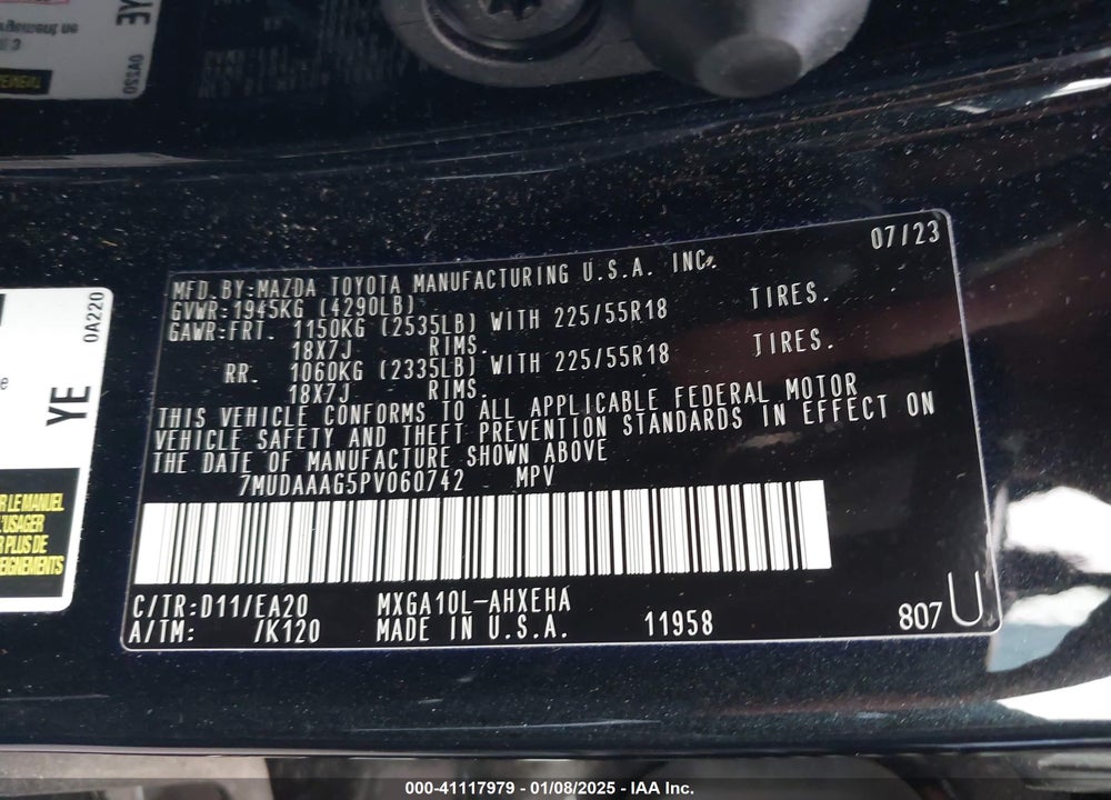 2023 TOYOTA COROLLA CROSS XLE VIN: 7MUDAAAG5PV060742