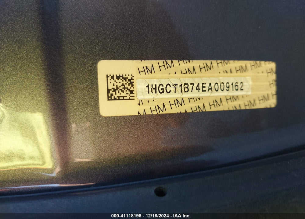 2014 HONDA ACCORD EX VIN: 1HGCT1B74EA009162