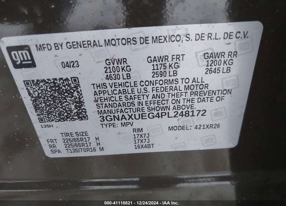 2023 CHEVROLET EQUINOX AWD LT VIN: 3GNAXUEG4PL248172