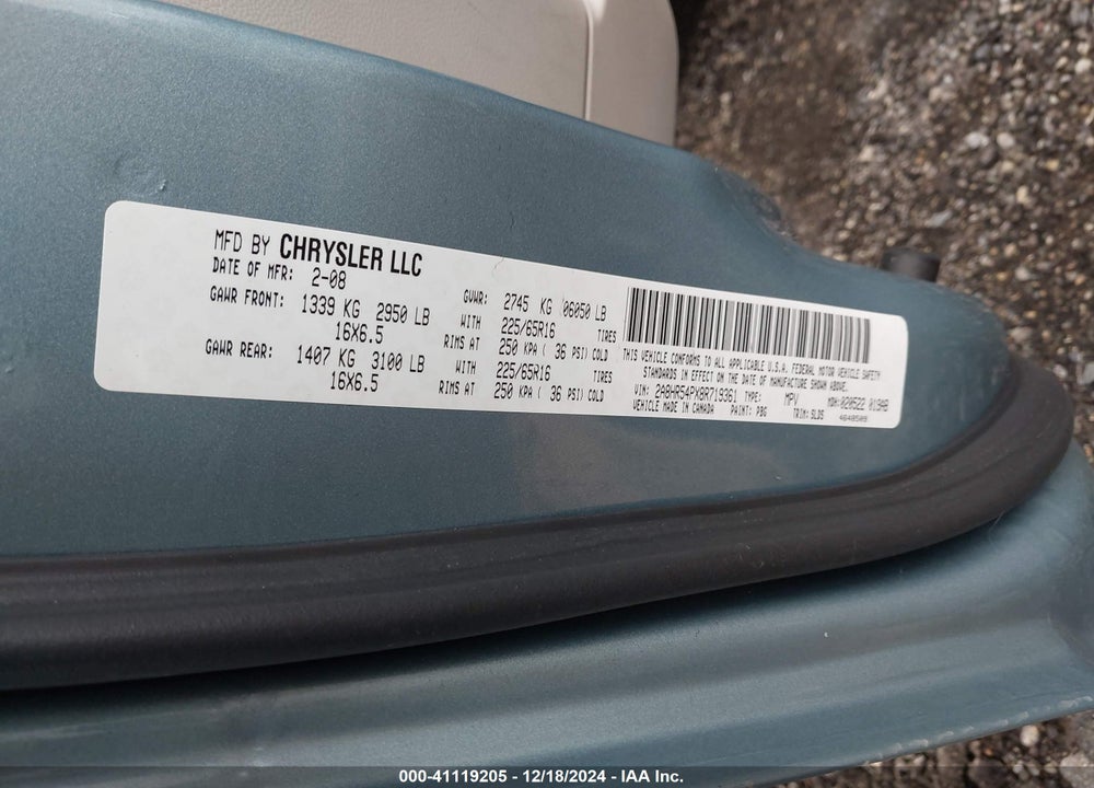 2008 CHRYSLER TOWN & COUNTRY TOURING VIN: 2A8HR54PX8R719361