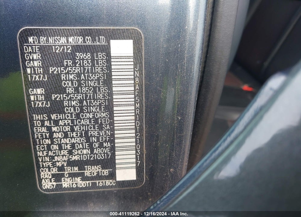 2013 NISSAN JUKE SL VIN: JN8AF5MR1DT210317