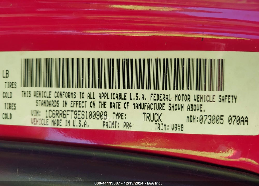 2014 RAM 1500 EXPRESS VIN: 1C6RR6FT9ES100909