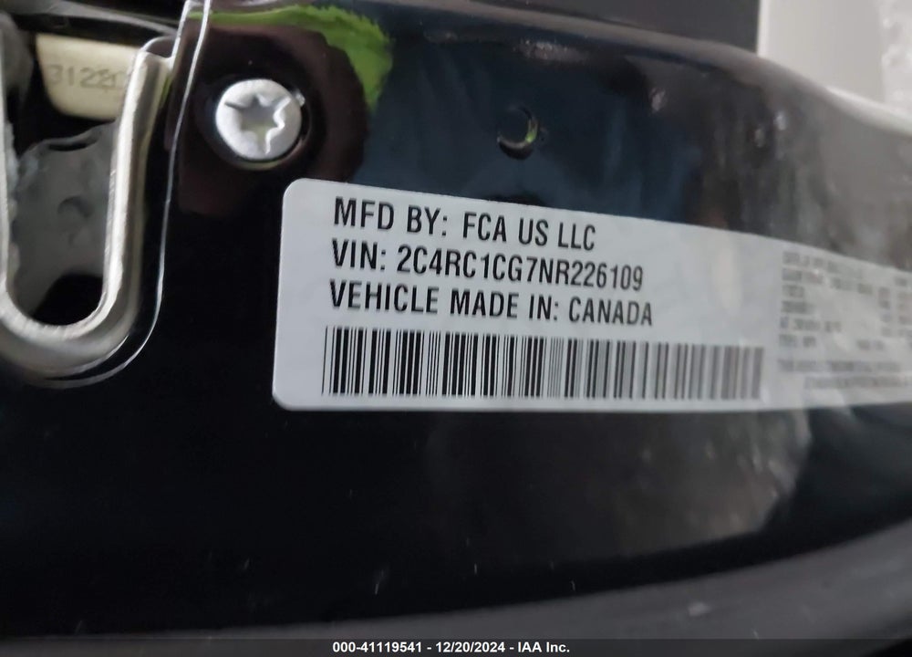 2022 CHRYSLER VOYAGER LX VIN: 2C4RC1CG7NR226109