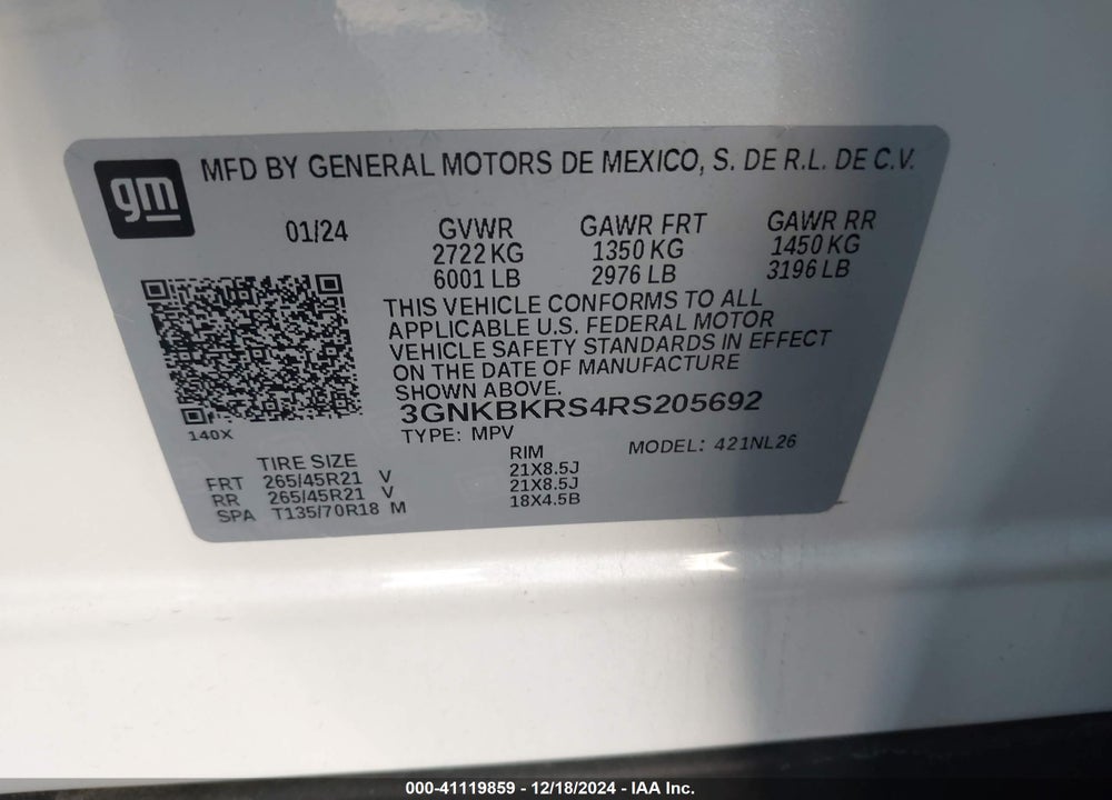 2024 CHEVROLET BLAZER AWD RS VIN: 3GNKBKRS4RS205692