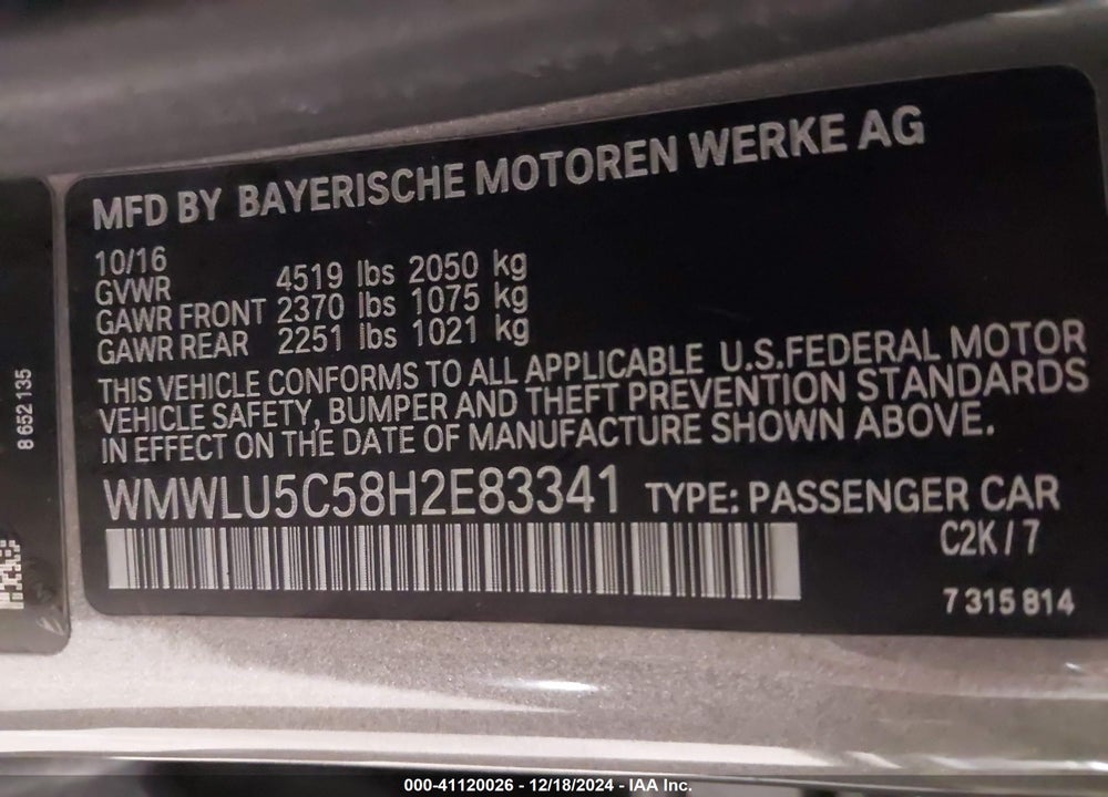 2017 MINI CLUBMAN VIN: WMWLU5C58H2E83341
