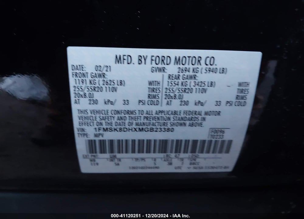 2021 FORD EXPLORER XLT VIN: 1FMSK8DHXMGB23380
