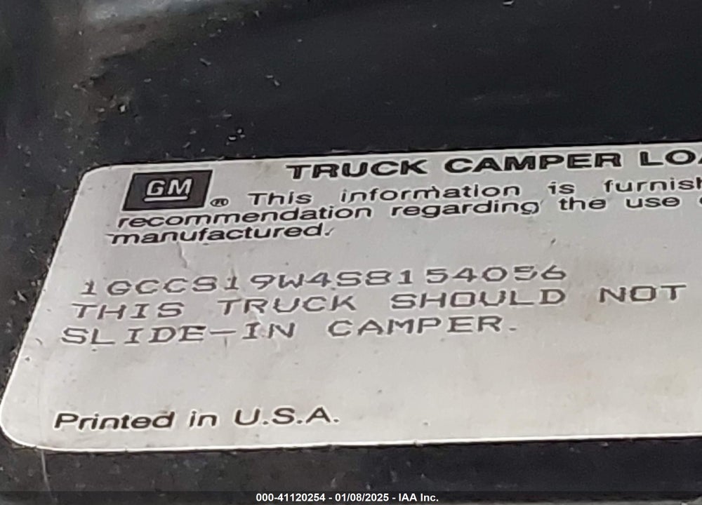 1995 CHEVROLET S TRUCK S10 VIN: 1GCCS19W4S8154056