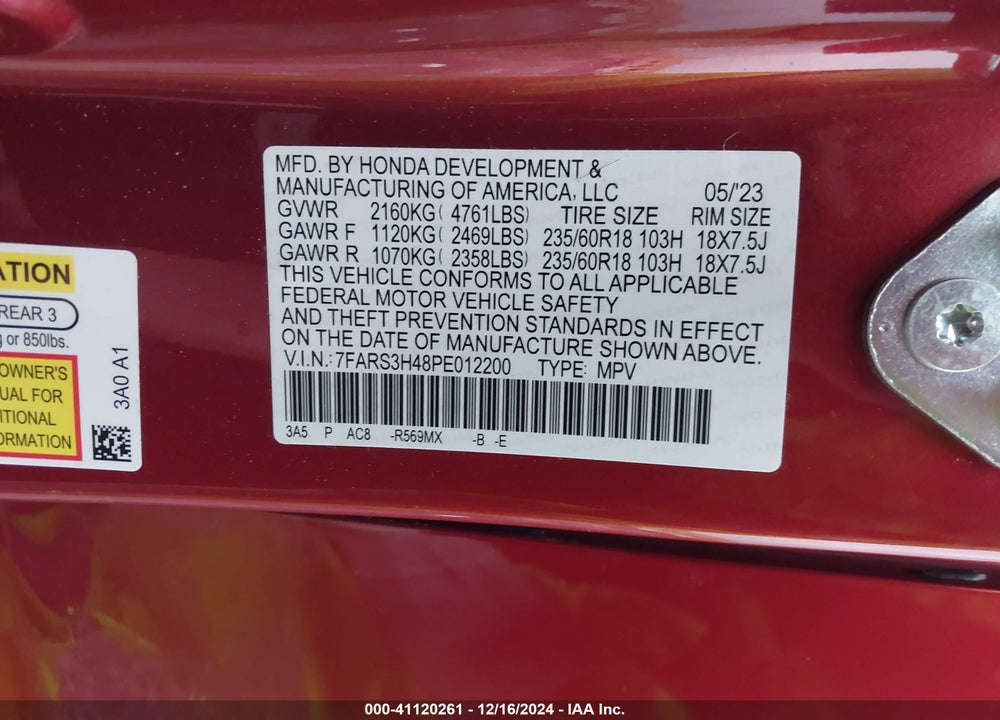 2023 HONDA CR-V EX 2WD VIN: 7FARS3H48PE012200