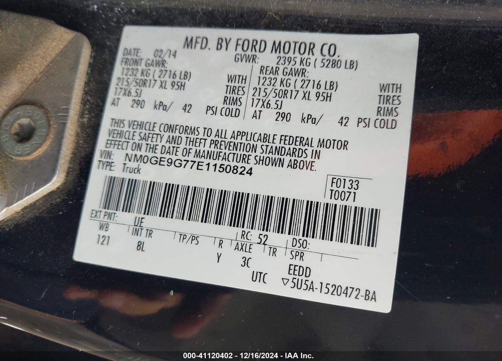 2014 FORD TRANSIT CONNECT TITANIUM VIN: NM0GE9G77E1150824