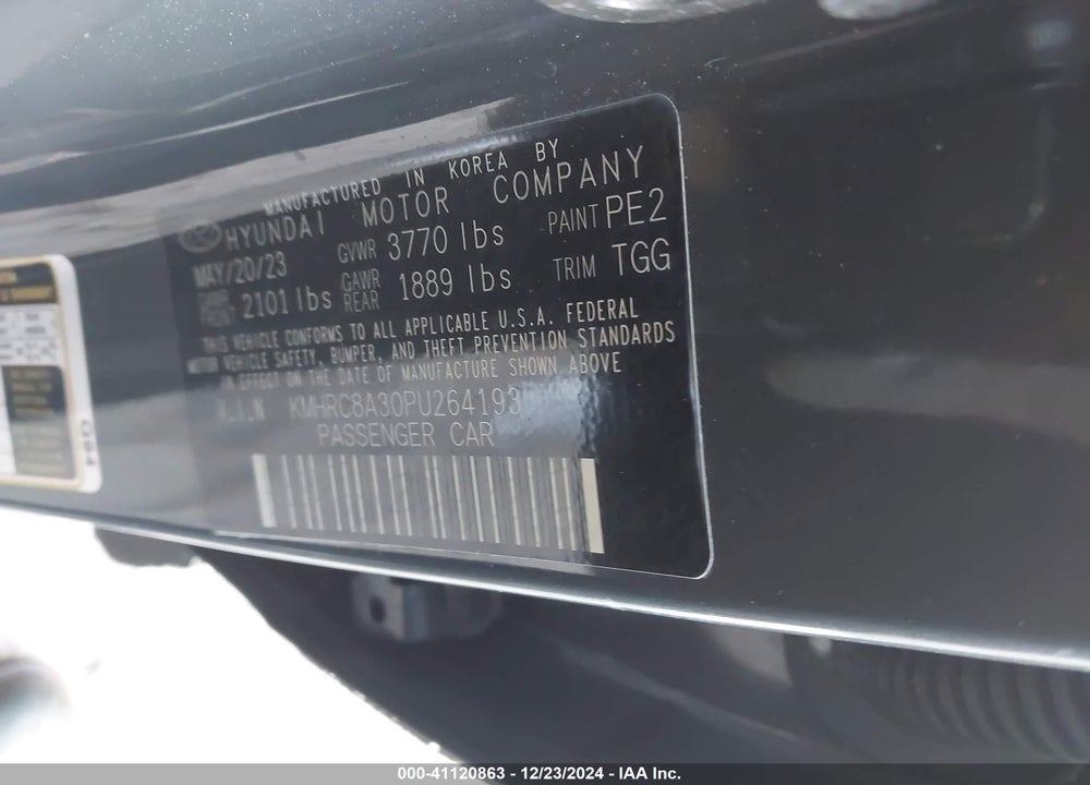 2023 HYUNDAI VENUE SEL VIN: KMHRC8A30PU264193