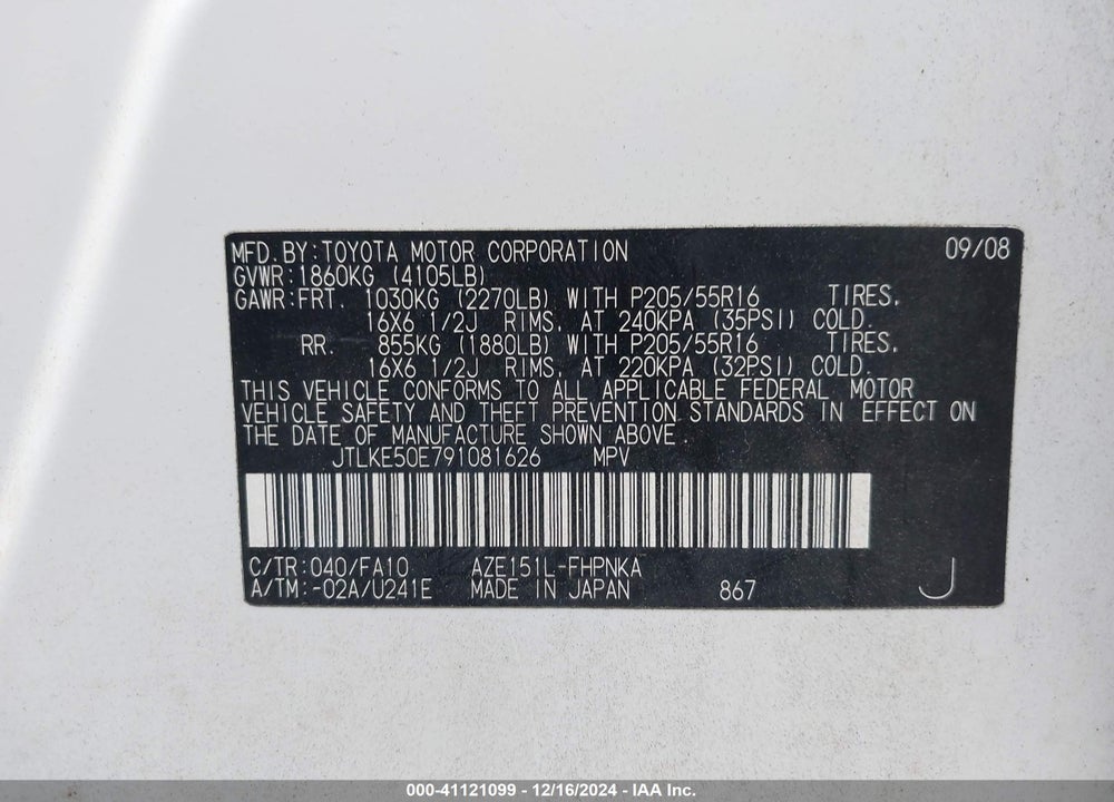 2009 SCION XB VIN: JTLKE50E791081626