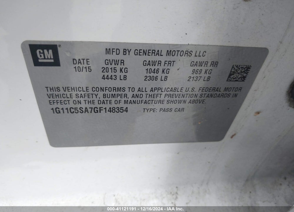 2016 CHEVROLET MALIBU LIMITED LT VIN: 1G11C5SA7GF148354