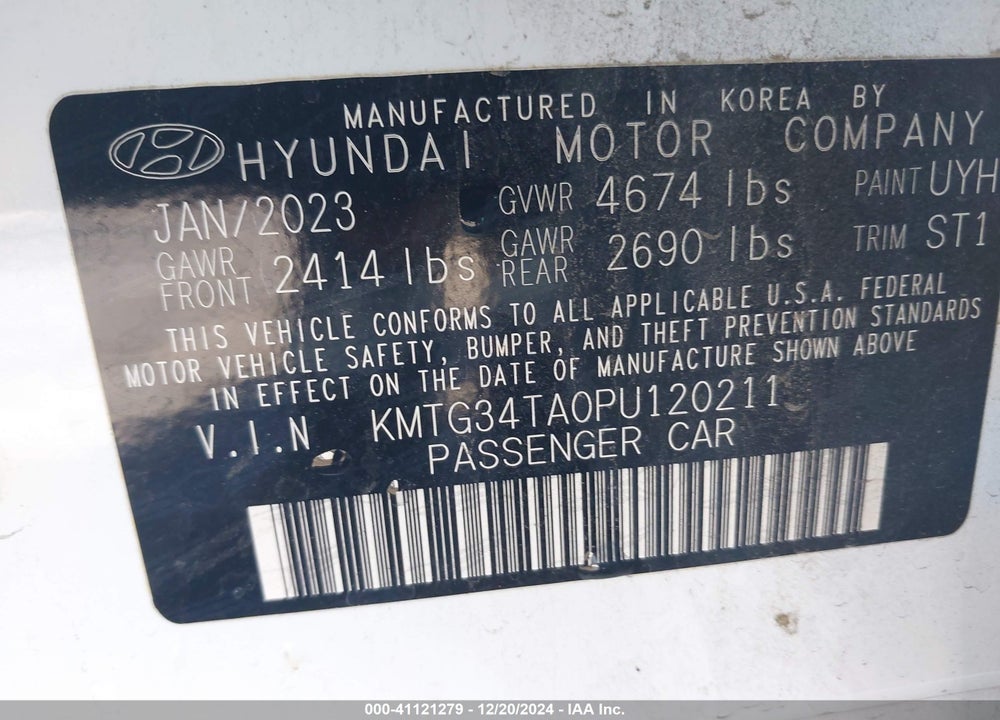 2023 GENESIS G70 VIN: KMTG34TA0PU120211