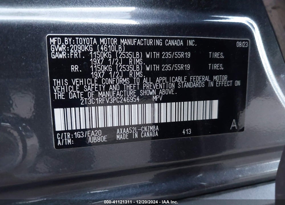 2023 TOYOTA RAV4 XLE PREMIUM VIN: 2T3C1RFV3PC246954