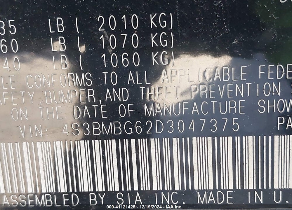 2013 SUBARU LEGACY 2.5 I SPORT VIN: 4S3BMBG62D3047375