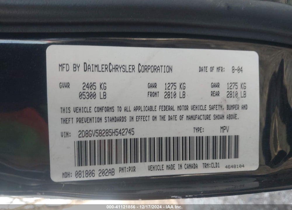 2005 DODGE MAGNUM RT VIN: 2D8GV58285H542745