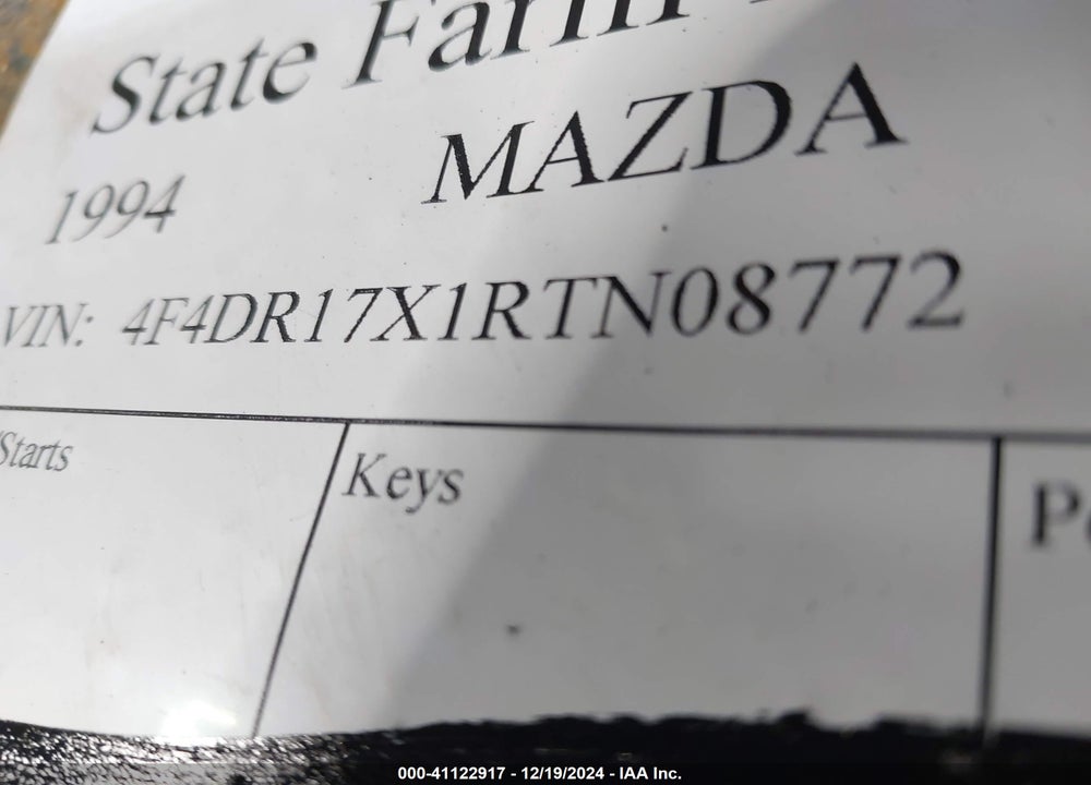 1994 MAZDA B4000 CAB PLUS VIN: 4F4DR17X1RTN08772