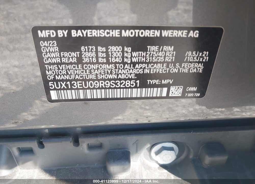 2024 BMW X5 SDRIVE40I VIN: 5UX13EU09R9S32851