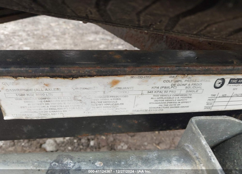 2007 CARRY ON CARGO TRAILER VIN: 4YMCL10117V126316
