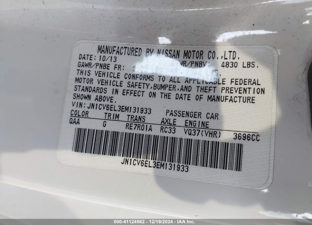 2014 INFINITI Q60 VIN: JN1CV6EL3EM131933