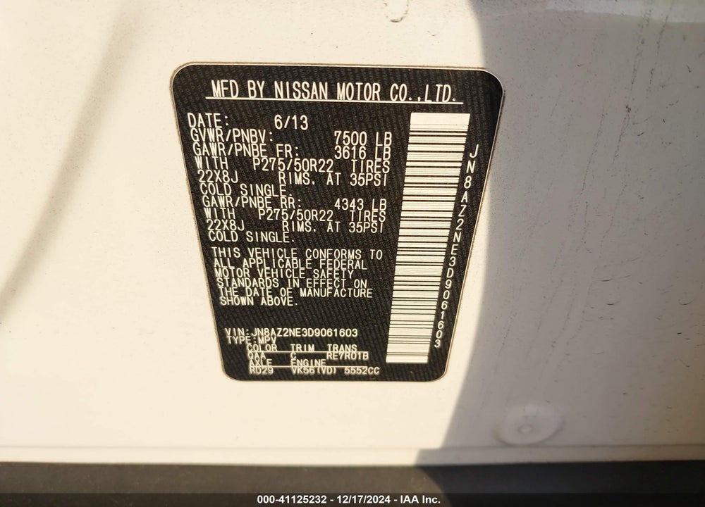 2013 INFINITI QX56 VIN: JN8AZ2NE3D9061603