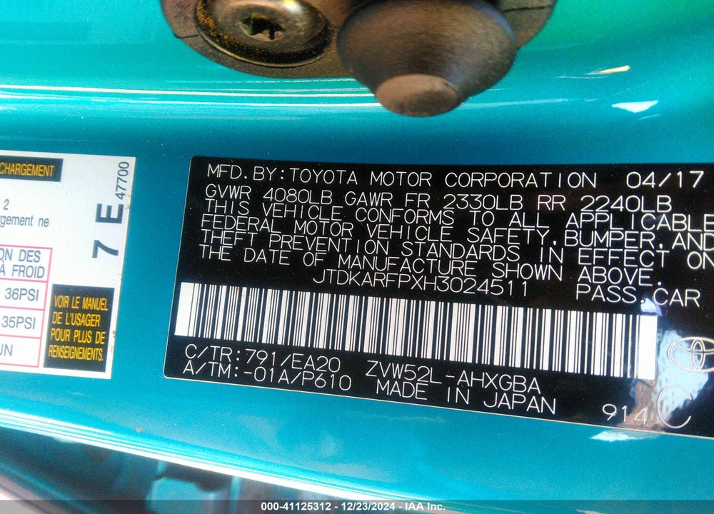 2017 TOYOTA PRIUS PRIME ADVANCED VIN: JTDKARFPXH3024511