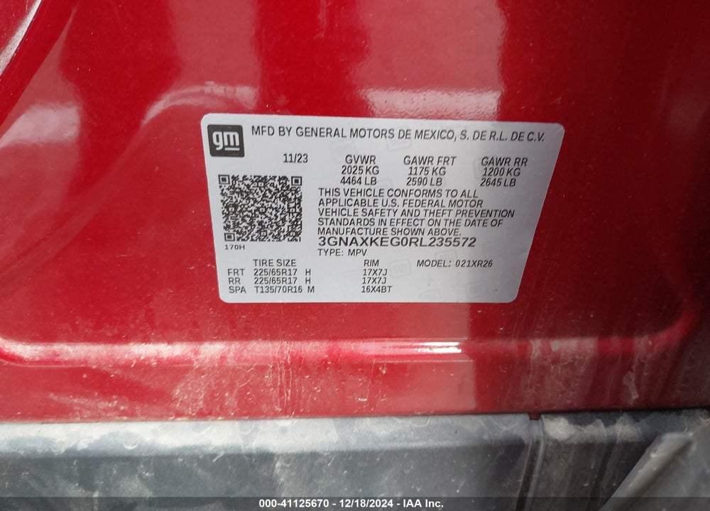 2024 CHEVROLET EQUINOX FWD LT VIN: 3GNAXKEG0RL235572