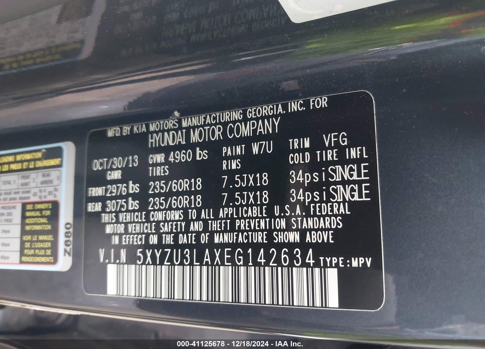 2014 HYUNDAI SANTA FE SPORT 2.0L TURBO VIN: 5XYZU3LAXEG142634
