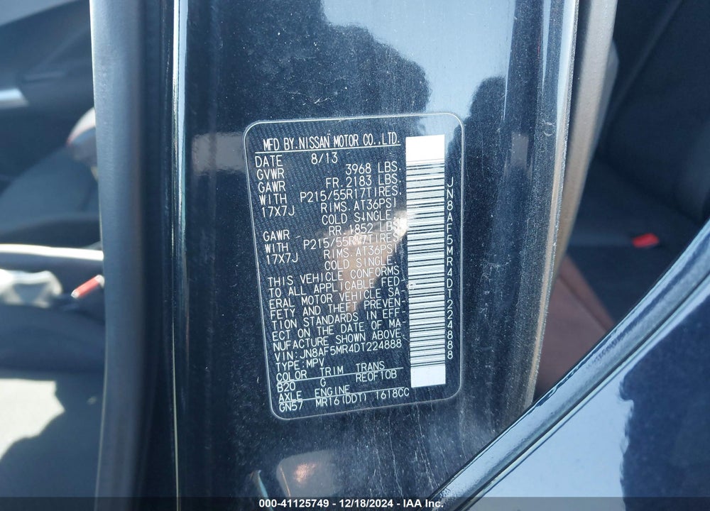 2013 NISSAN JUKE SV VIN: JN8AF5MR4DT224888
