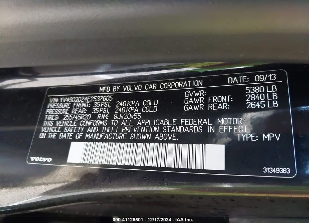 2014 VOLVO XC60 T6 R-DESIGN PLATINUM VIN: YV4902DZ4E2537605