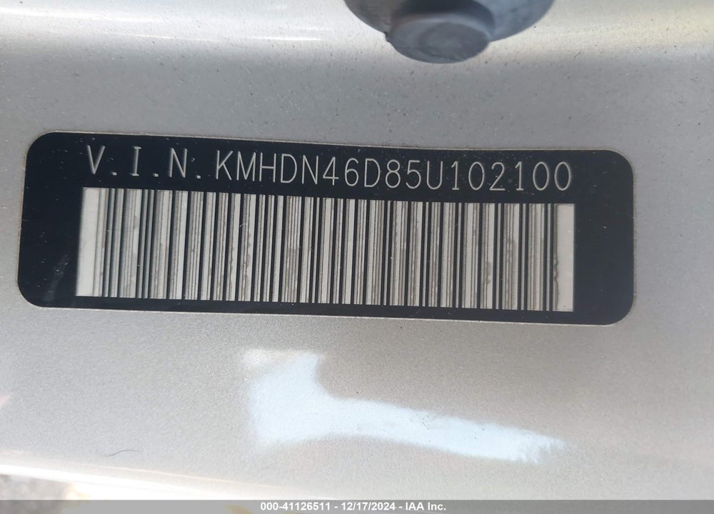 2005 HYUNDAI ELANTRA GLS/GT VIN: KMHDN46D85U102100