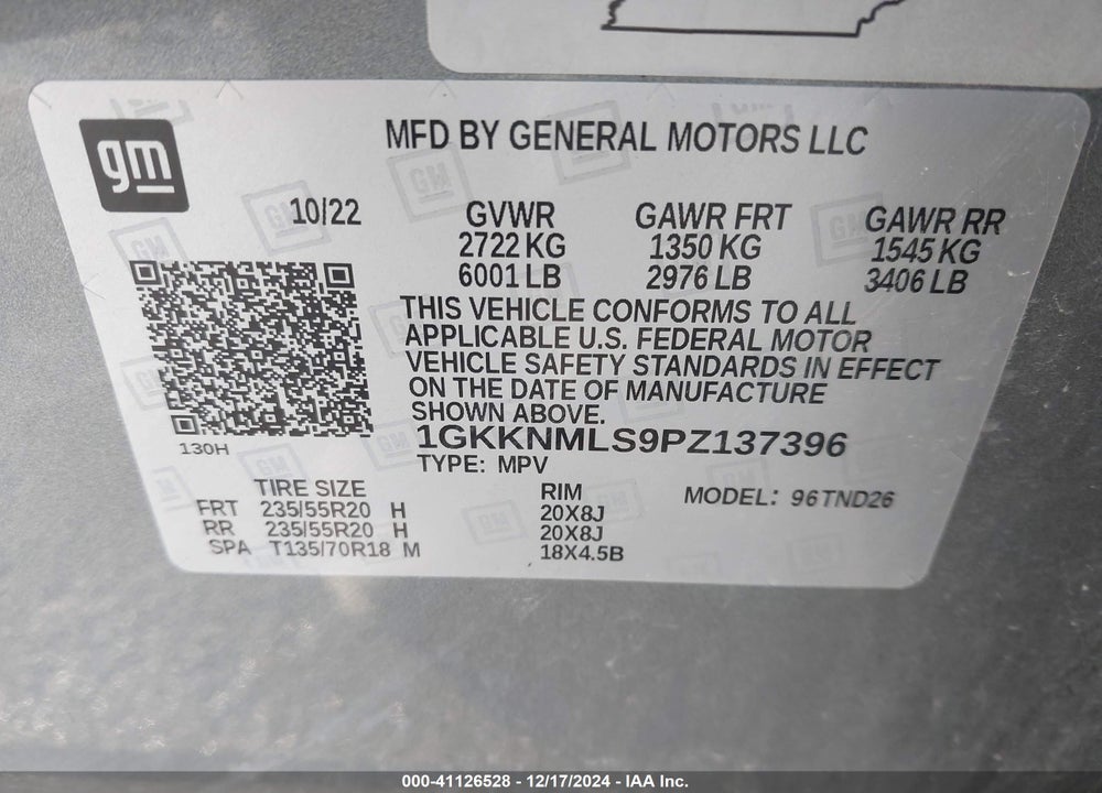 2023 GMC ACADIA FWD SLT VIN: 1GKKNMLS9PZ137396