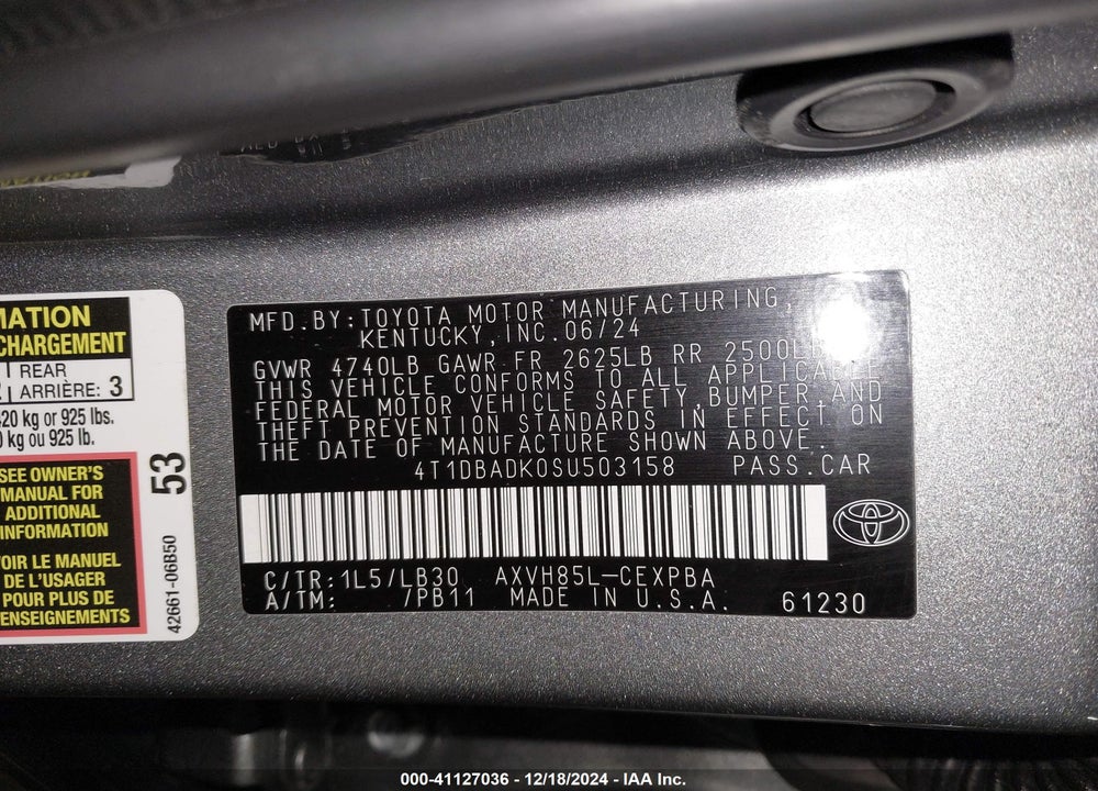 2025 TOYOTA CAMRY XSE VIN: 4T1DBADK0SU503158