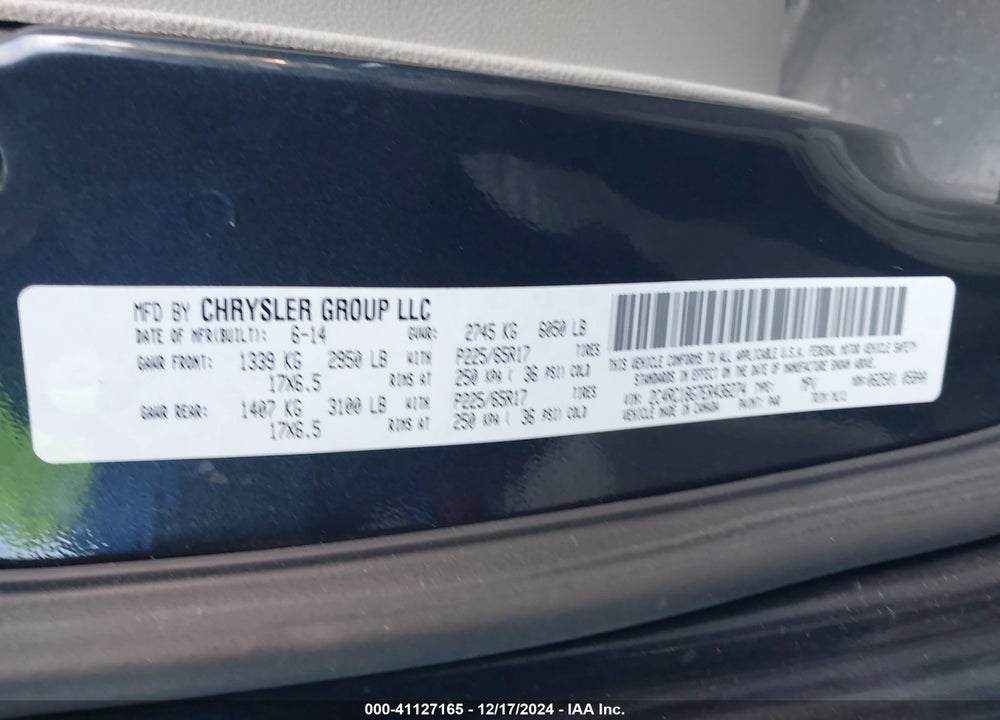 2014 CHRYSLER TOWN & COUNTRY TOURING VIN: 2C4RC1BG7ER436274