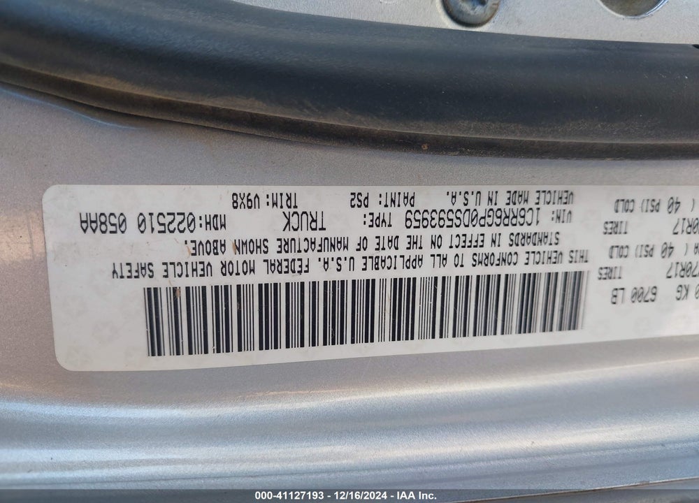 2013 RAM 1500 SLT VIN: 1C6RR6GP0DS593959