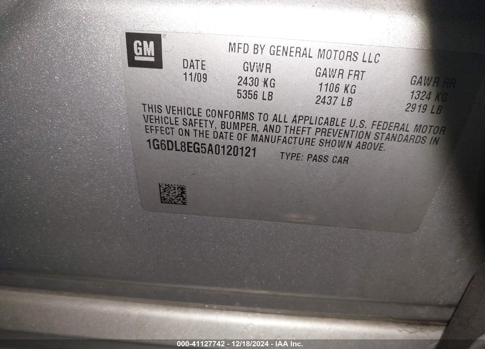 2010 CADILLAC CTS VIN: 1G6DL8EG5A0120121