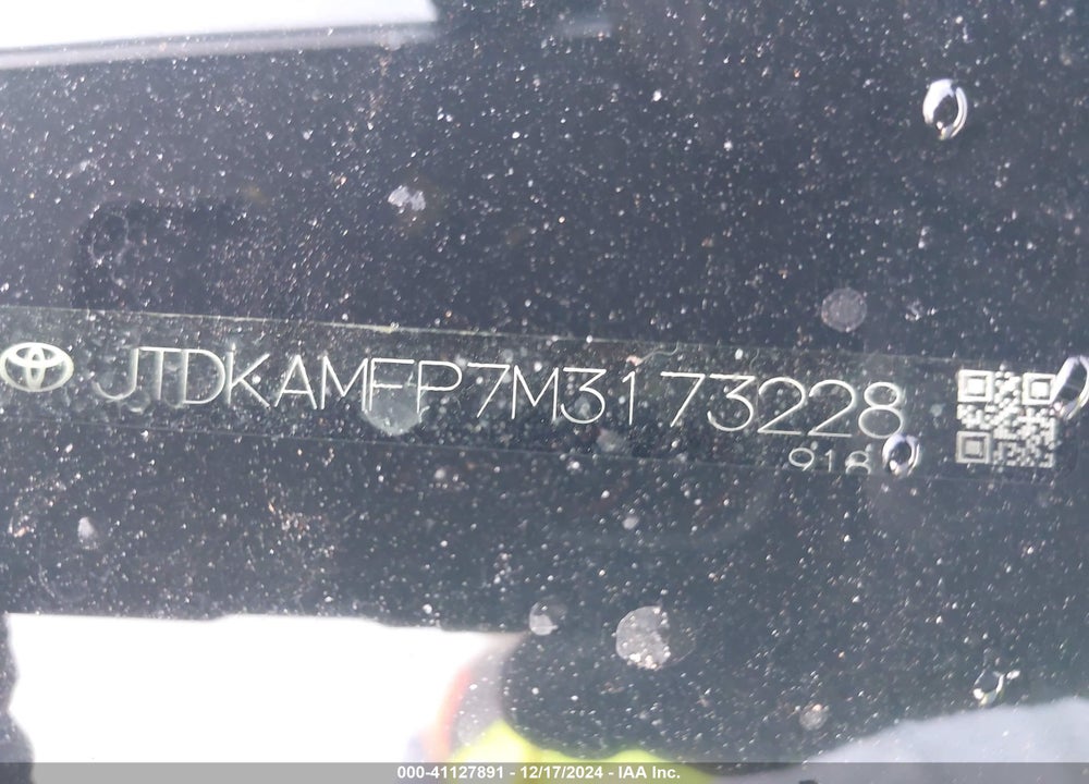 2021 TOYOTA PRIUS PRIME VIN: JTDKAMFP7M3173228